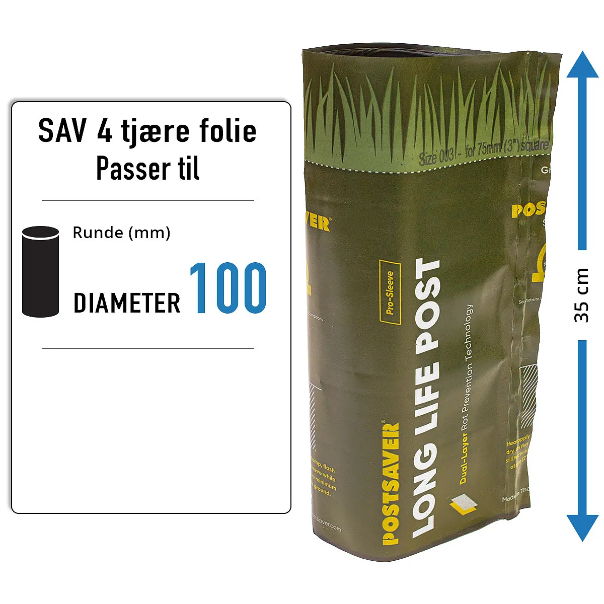 POSTSAVER FOLIE til rund Ø100 mm hegnsstolper